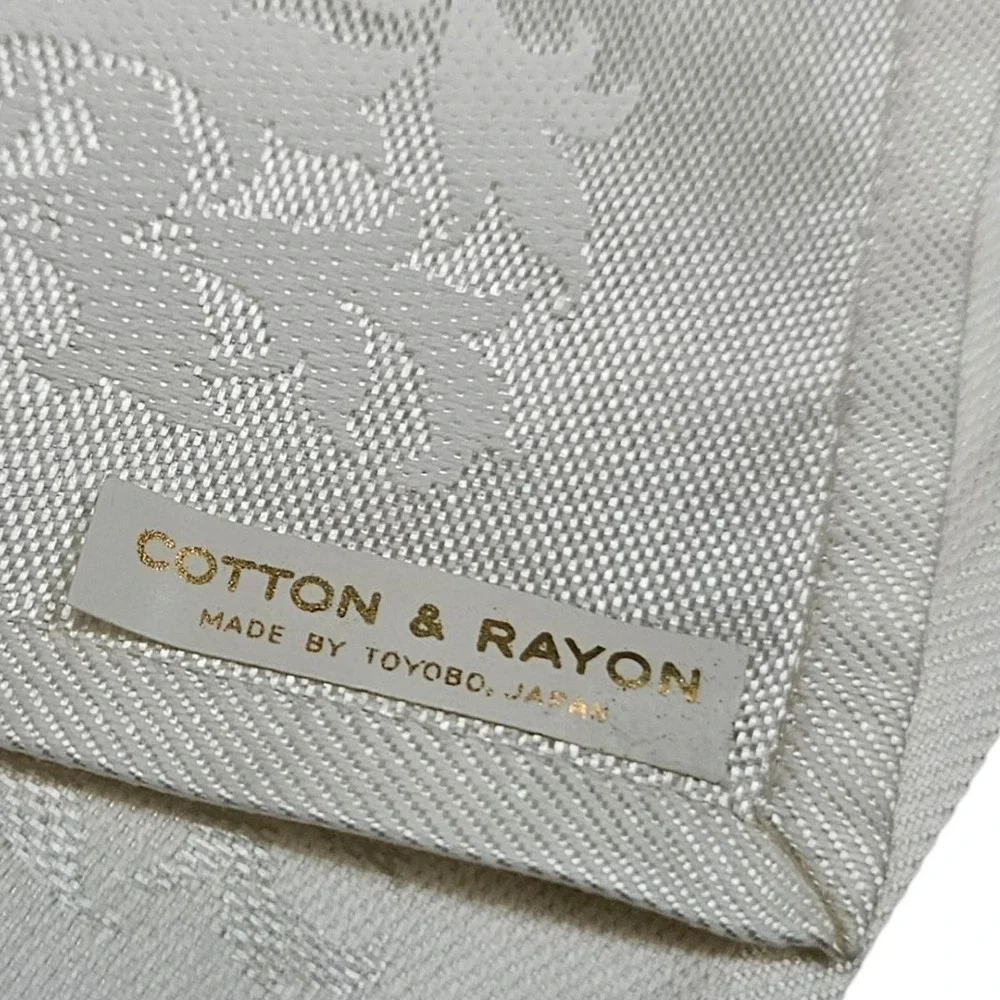 Set of 5 Damask Napkins Cotton Rayon Floral White Neutral Dinner Party‎ Japan